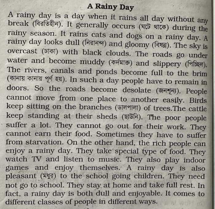 A Rainy Day Paragraph for SSC