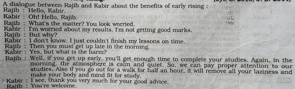 Early Rising Dialogue for Class 6